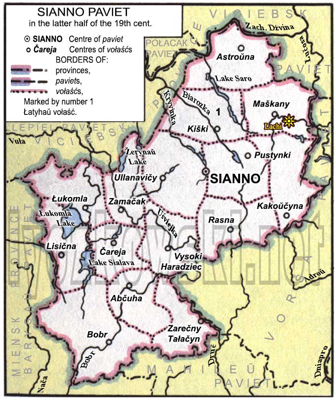 Sianno Uyezd map