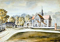 Анопальскі філіяльны касьцёл. 1776. Акварэль Н.Орды. 1864-1876